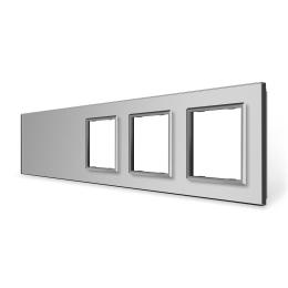 Панель-заготовка для сенсорного вимикача 5 місць 3 розетки (Х-Х-0-0-0) Livolo сірий скло (VL-P700/00/E/E/E-10I)