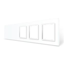 Панель-заготовка для сенсорного вимикача 5 місць 3 розетки (Х-Х-0-0-0) Livolo білий скло (VL-P700/00/E/E/E-10W)