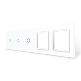 Панель для сенсорного вимикача 3 сенсори 2 розетки (1-1-1-0-0) Livolo білий скло (VL-P701/01/01/E/E-10W)