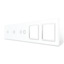 Панель для сенсорного вимикача 4 сенсори 2 розетки (1-1-2-0-0) Livolo білий скло (VL-P701/01/02/E/E-10W)