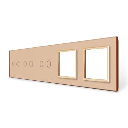Панель для сенсорного вимикача 6 сенсорів 2 розетки (2-2-2-0-0) Livolo золото скло (VL-P702/02/02/E/E-10A)
