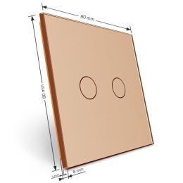 Бездротовий розумний сенсорний вимикач 2 сенсори Livolo золотий скло (VL-XR008-A)