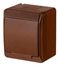 Одномісна розетка Elektro-Plast Hermes 0324-06 з кришкою (коричнева)