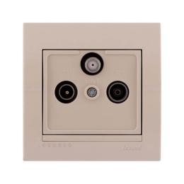 Розетка TV-FM-SAT прохідна, кремова, Deriy, Lezard