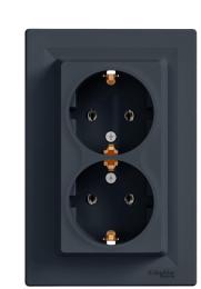 Подвійна розетка Schneider Electric Asfora EPH9900171 з заземленням (антрацит)