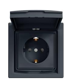 Розетка Schneider Electric Asfora EPH3100371 з заземленням і з шторками (антрацит)