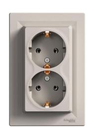 Подвійна розетка Schneider Electric Asfora EPH9900169 з заземленням (бронза)