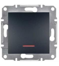 Вимикач кнопковий з підсвіткою без рамки антрацит Asfora, EPH1600171