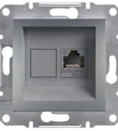 Розетка комп'ютерна 6 UTP без рамки сталь Asfora, EPH4700162