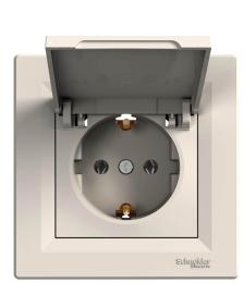 Розетка з кришкою кремова Asfora, EPH3100123