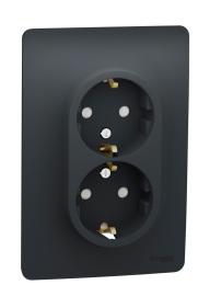 Подвійна розетка Schneider Electric NU206754 (гвинтовий затискачач) (антрацит)