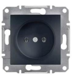 Розетка одинарна без рамки антрацит Asfora, EPH3000171