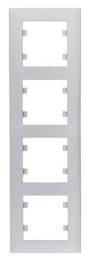 Вертикальна 4-місна рамка Hager WL5642 Lumina-Intens 4X (срібляста)