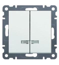 вимикач 2-клавішний з підсвіткою, WL0240 Lumina-2, білий, Hager