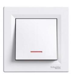 Вимикач кнопковий 1-клавішний з підсвіткою білий Asfora, EPH1600121