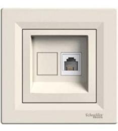 Розетка комп'ютерна RJ45 кат.6 UTP кремова біла Asfora, EPH4700123