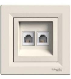 Розетка Комп'ютерна RJ45 кат.6 UTP подвійна кремова Asfora, EPH4800123