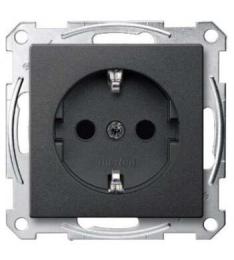 Механізм розетки SCHUKO з заслонками атрацит 16А Merten, MTN2300-0414