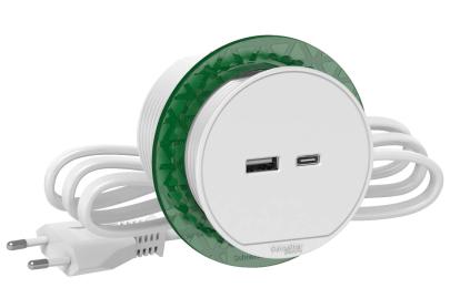 Вбудований в cтіл розетковий блок Schneider Electric INS44008 USB тип А+тип C (білий)