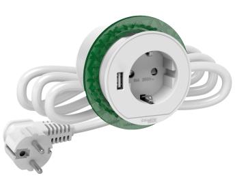 Вбудований в cтіл розетковий блок Schneider Electric INS44004 (2К+З)+USB тип А (білий)