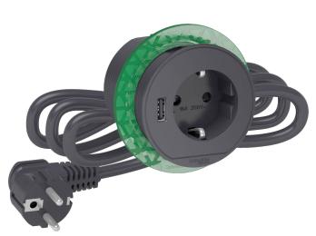 Вбудований в cтіл розетковий блок Schneider Electric INS44005 (2К+З)+USB тип А (антрацит)