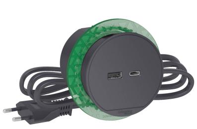 Вбудований в cтіл розетковий блок Schneider Electric INS44009 USB тип А+тип C (антрацит)