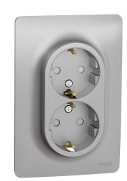 Подвійна розетка Schneider Electric NU206730 (гвинтовий затискач) (алюміній)