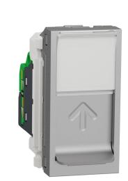 Одинарна компьютерна розетка Schneider Electric NU341030 RJ45 cat.5e UTP з полем для напису 1М (алюміній)