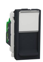 Одинарна компьютерна розетка Schneider Electric NU341054 RJ45 cat.5e UTP з полем для напису 1М (антрацит)