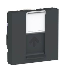 Одинарна компьютерна розетка Schneider Electric NU341554 RJ45 cat.6 UTP з полем для напису 2М (антрацит)