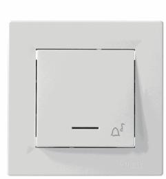 Вимикач кнопковий «Дзвінок» білий Asfora, EPH1700121