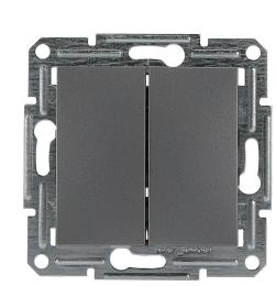 вимикач 2-клавішний без рамки сталь Asfora, EPH0300162