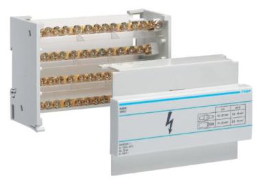 Блок розгалужувальний Hager 125A (вхід 1х35мм2; вихід 1х25мм2+10х16мм2)