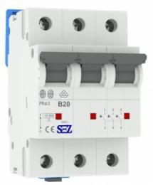 Трьохполюсний автомат SEZ 63 B 20А 3P (PR63B20А)