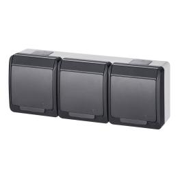 Тримісна розетка Elektro Plast 0326-7 Hermes 3 IP44 антрацит