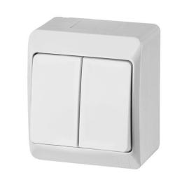 Вимикач 2-клавішний Elektro-Plast Hermes IP44 10А білий (0332-02)