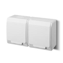 Розетка з кришкою подвійна Elektro-Plast Hermes IP44 з з/к 16А біла (0325-02)