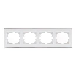 Рамка 4-на горизонтальна біла з боковою вставкою хром RAIN Lezard 703-0225-149