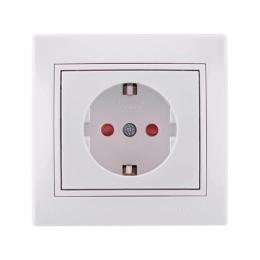 Розетка Lezard Mira із заземленням та шторкою Біла (701-0202-124B)