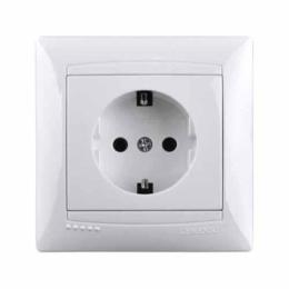 Розетка з заземленням біла Lemanso Сакура LMR1021