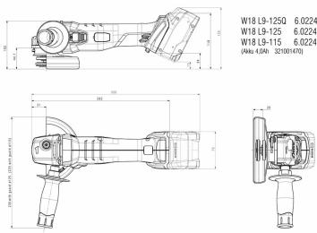 Акумуляторна кутова шліфувальна машина Metabo W 18 L 9-125 Quick (602249650)