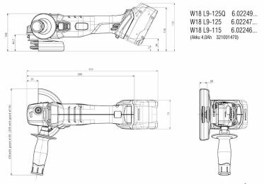 Акумуляторна кутова шліфувальна машина Metabo W 18 L 9-115 (602246840) (без АКБ та ЗП)