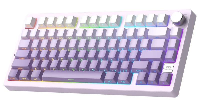 Клавіатура MageGee Light 75 RGB Purple Bird Switch Wireless (6971969728813) White/Purple (G-000003943)