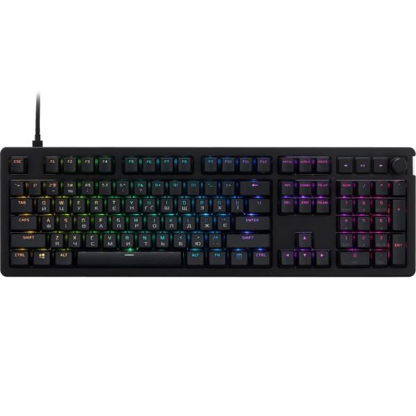 Клавіатура HyperX Alloy Rise 106key, Red, USB-A, EN/UA, RGB, чорний (7G7A3AA)