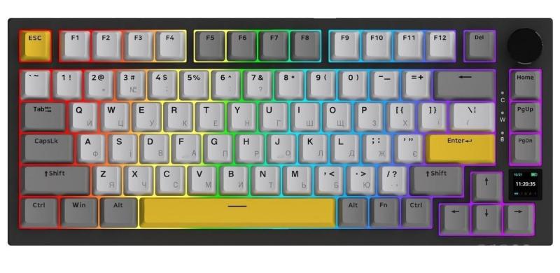 Клавіатура Ajazz AK820 PRO 75% Exploded Flying Fish Switch Black RGB (AK820PRO-FF-BGY)