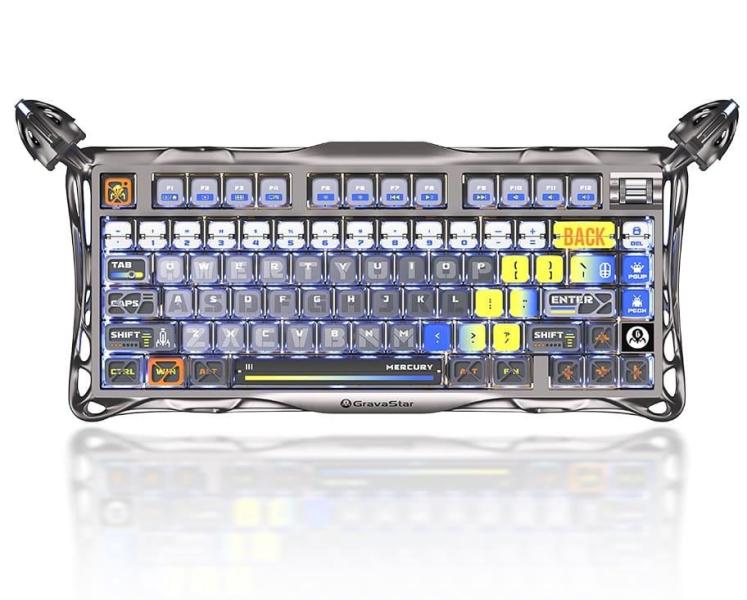 Клавіатура GravaStar Mercury K1 Pro 80keys Kailh Speedy Mint BT/WL/USB RGB Interstellar Silver (GSK1PRO_S_CGRY)