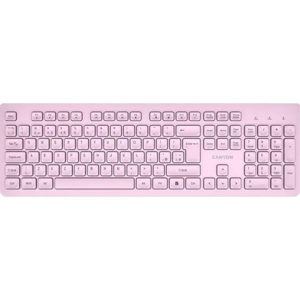 Клавіатура Canyon HKB-W01 UK/US AAA Wireless Pink (CNS-HKBW01P)