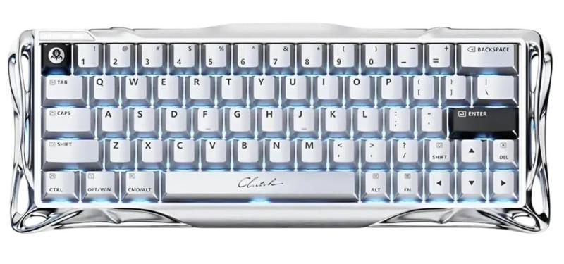 Клавіатура GravaStar Mercury V60 Pro 60keys Blackcore 8K USB-A RGB Chrome Silver (GSV60PRO_XTAL_SLV)