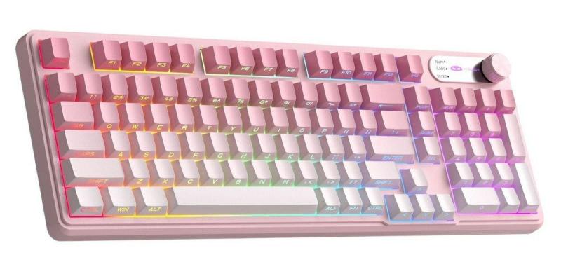 Клавіатура MageGee GK960 RGB Wireless (6971969729032) Pink/White (G-000004398)