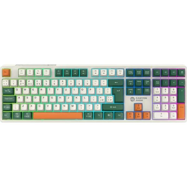 Клавіатура Canyon keyboard Shadder GKW-11 Mech RGB UK/US Wireless White (CND-SKBW11)